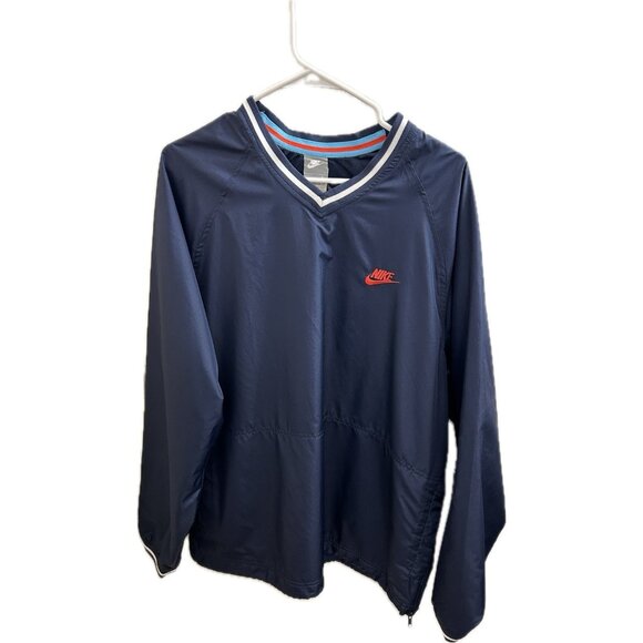 NIKE Baseball 72 V-neck Pullover Nylon Windbreaker  Navy Size L - Picture 1 of 11